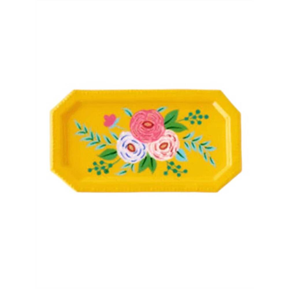NEW ONE HUNDRED 80 DEGREES floral trinket tray in yellow